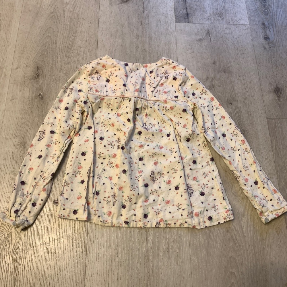 Sergent Major Girl's Cotton "Royaume Enchanté"‎ Ecru Floral Print Size 8 Blouse